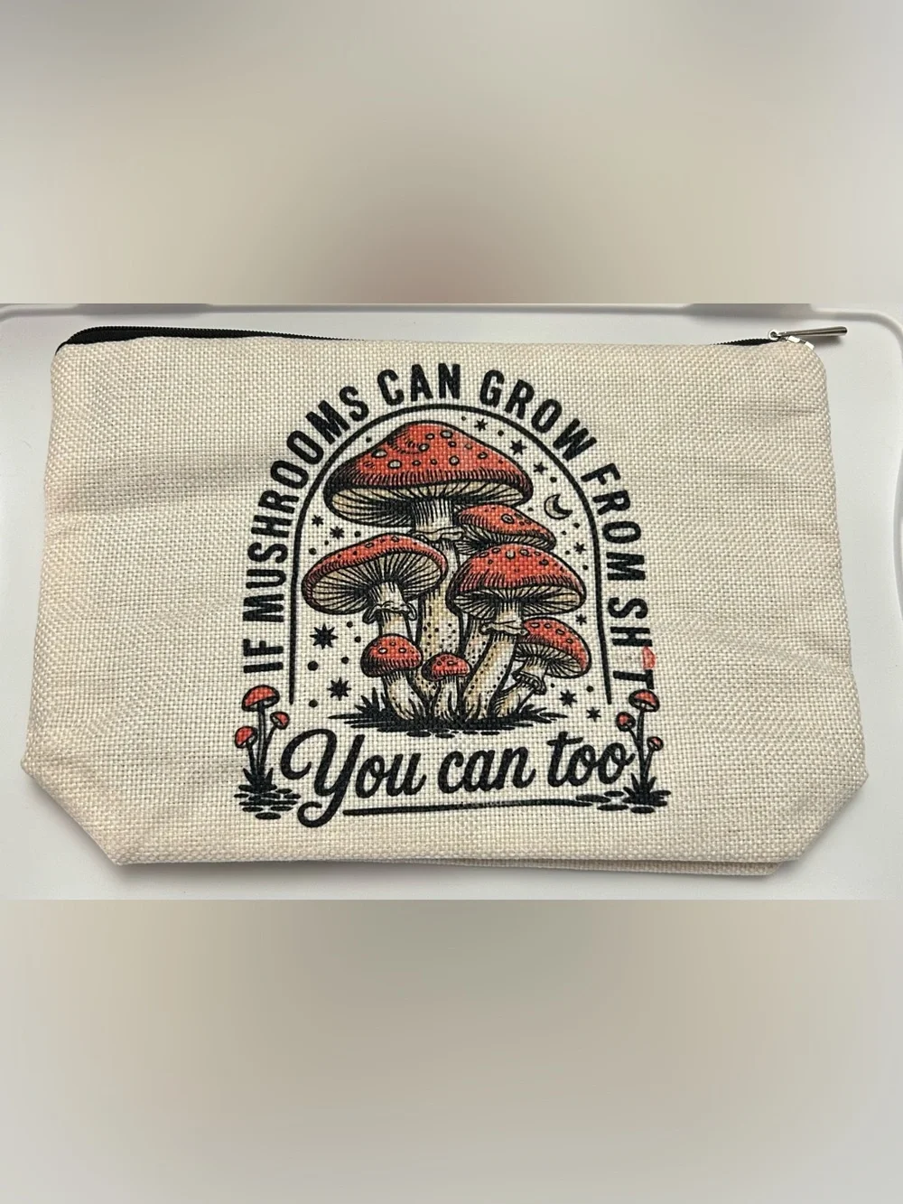 Mushroom Illustration Canvas Makeup Tote - Picture 1 of 1